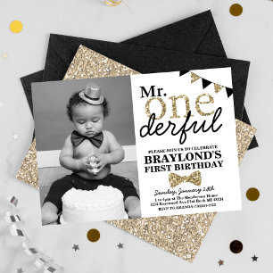 Invitation Monsieur Onederful Photo de premier anniversaire n