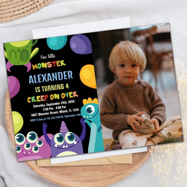 Invitation Monster Anniversaire Invitations, Monstres photo (Monster Birthday Invitations, Monsters photo Invitation)