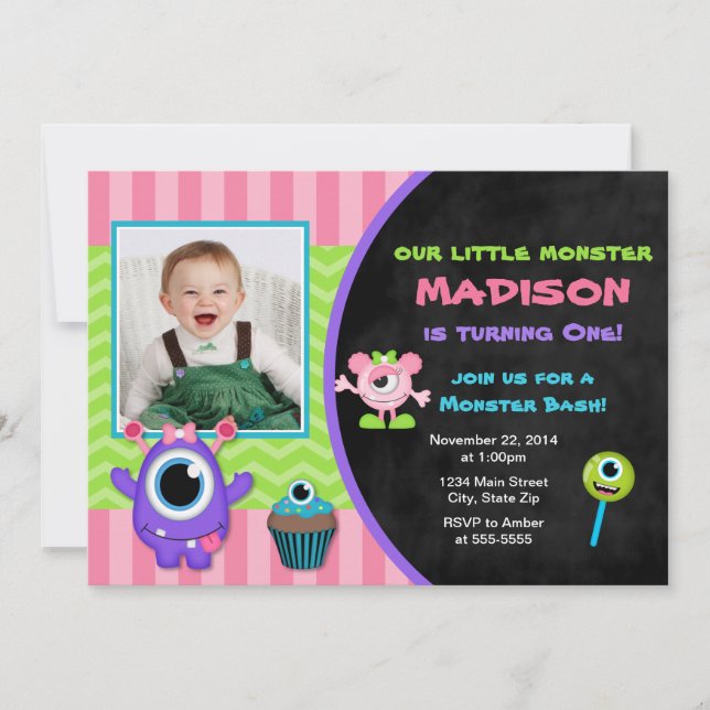 Invitation Monster Anniversaire Monster Girl Invit (Devant)