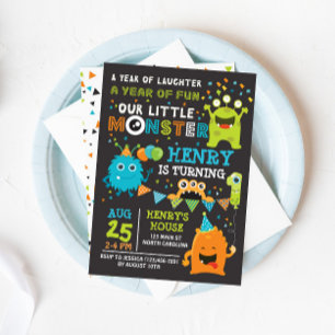 Invitation Monster First Birthday, Invitation Mons