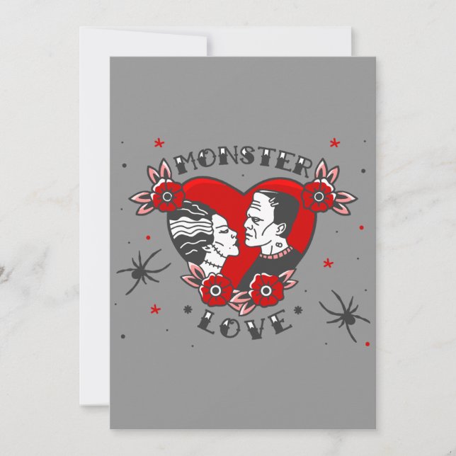 Invitation monster love rockabilly frankenstein valentine (Devant)