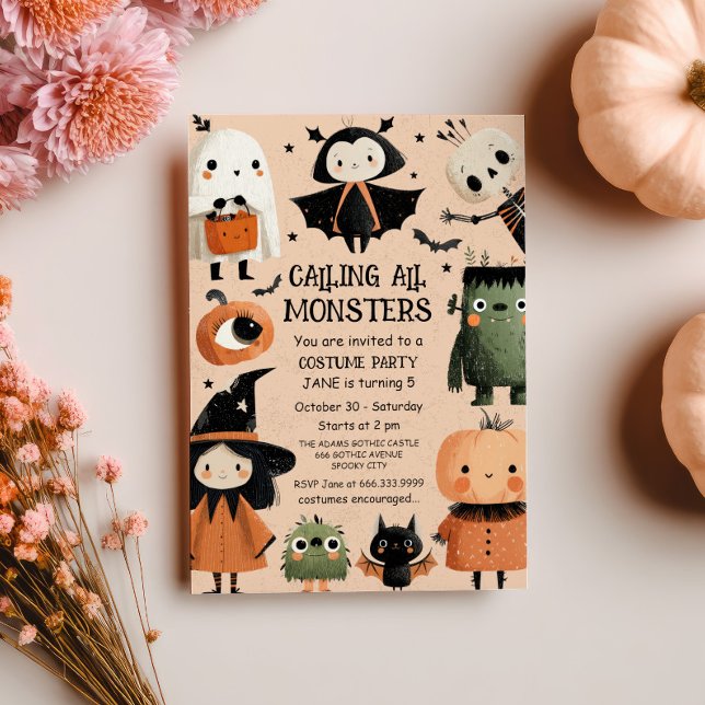 Invitation Monster Mash Aquarelle Halloween fête d'anniversai (Créateur téléchargé)