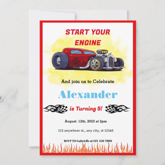 Invitation Monster Red Race Car Anniversaire (Devant)