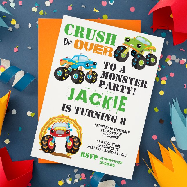 Invitation Monster Truck Anniversaire de enfant Party (Créateur téléchargé)