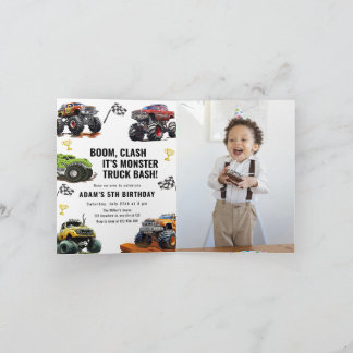 Invitation Monster Truck Bash Party Boys Race Car Birthday