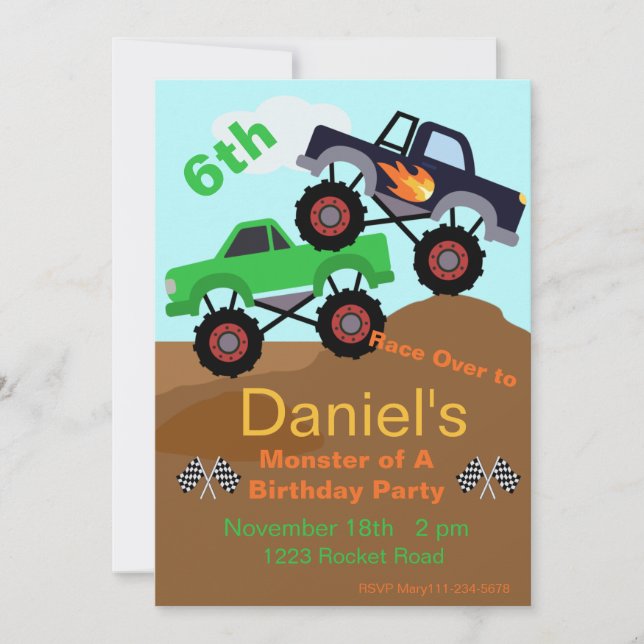 Invitation Monster Truck, Big Truck, Racing Truck (Devant)