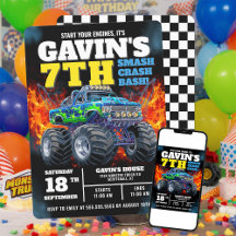 Monster Truck Bleu Froid 7ème Anniversaire Personn