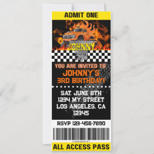 Invitation Monster Truck Flammes Orange