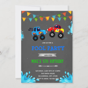 Invitation Monster truck pool party