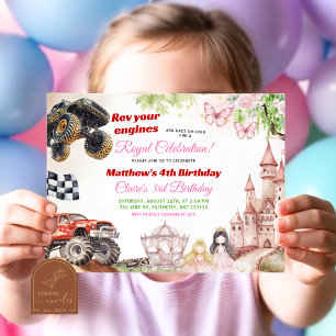 Invitation Monster Trucks and Princesses Joint Anniversaire