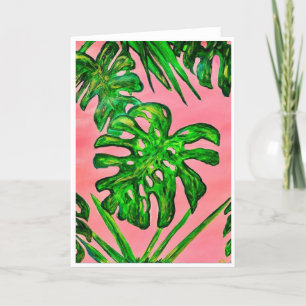 Invitation Monstera Deliciosa en Pink Card<Blank Inside>