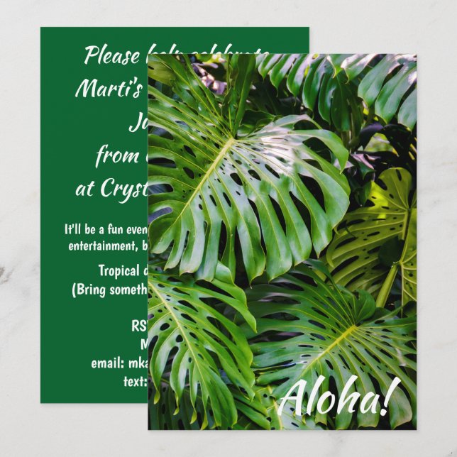 Invitation Monstera Feuilles, Limahuli Gardens, Kauai, Hawaii (Devant / Derrière)