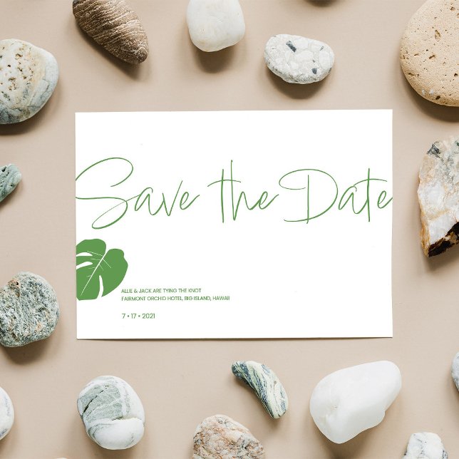 Invitation Monstera Mini ・ Save the Date ・ Modern Green (Créateur téléchargé)