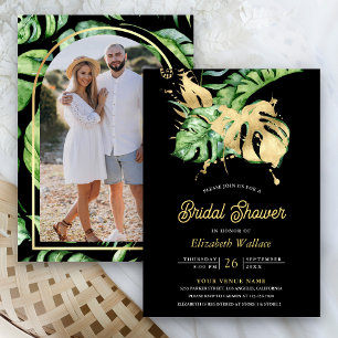 Invitation Monstera Palmier Tropical Photo Fête de Mariage No