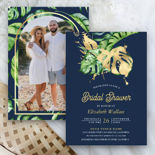 Invitation Monstera Palmier Tropical Photo Réception de Maria