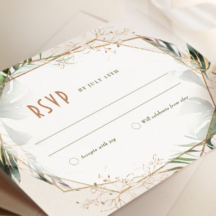 Invitation Monstera RSVP Mariage Insérer Vert & Or Invitati