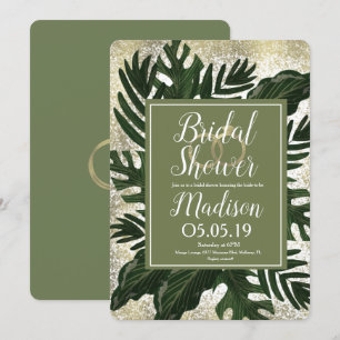 Invitation Monstera Tropical Fausse Douche de Mariage Éclabou