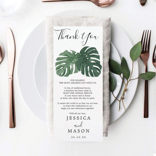 Invitation Monstera Tropical Mariage Menu et Merci (Créateur téléchargé)