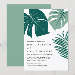 Invitation Monstera   Vert   Mariage Feuille tropical