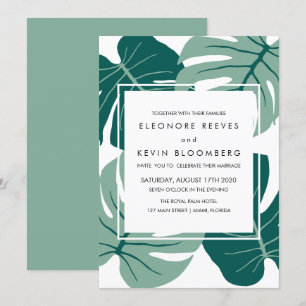 Invitation Monstera   Vert   Tropical Feuille Frame Mariage