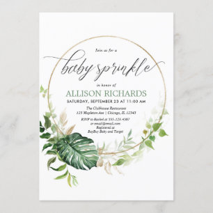 Invitation Monstère d'or verdoyant saupoudrée de bébé tropica