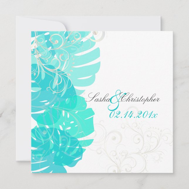 Invitation Monstère Pix-Dezines, Foliage Tropical + Fils (Devant)