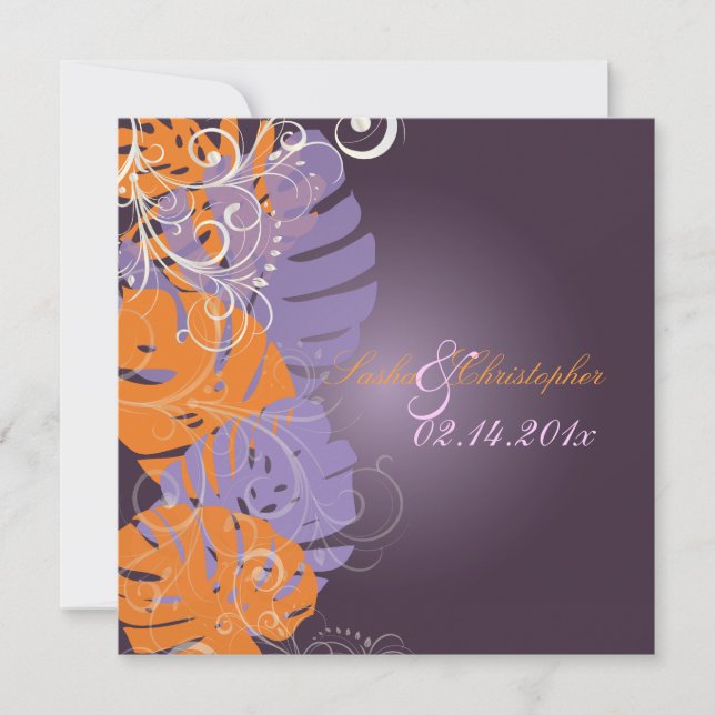 Invitation Monstère Pix-Dezines, Foliage Tropical + Fils (Devant)
