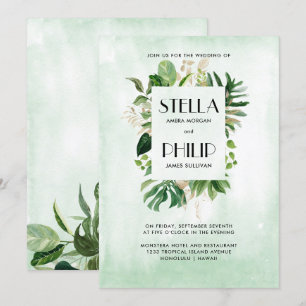 Invitation Monstère sauvage tropicale or feuille mariage