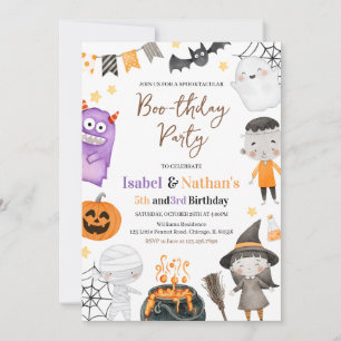 Invitation Monsters Halloween Double Anniversaire