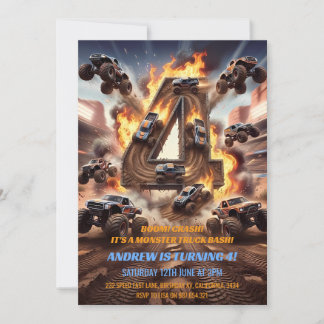 Invitation Monstre camion 4ème anniversaire Boom Crash