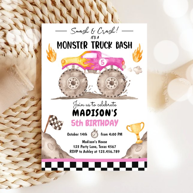 Invitation Monstre de crash de mash Camion Bash Rose Girl Ann (Créateur téléchargé)