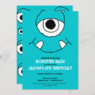 Invitation Monstre d'un oeil bleu Monstre Art Anniversaire