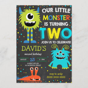 Invitation Monstre Garçon 2e Anniversaire Petite Marque Monst