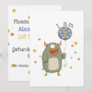 Invitation Monstre mignon sur mesure avec Balloon Anniversair