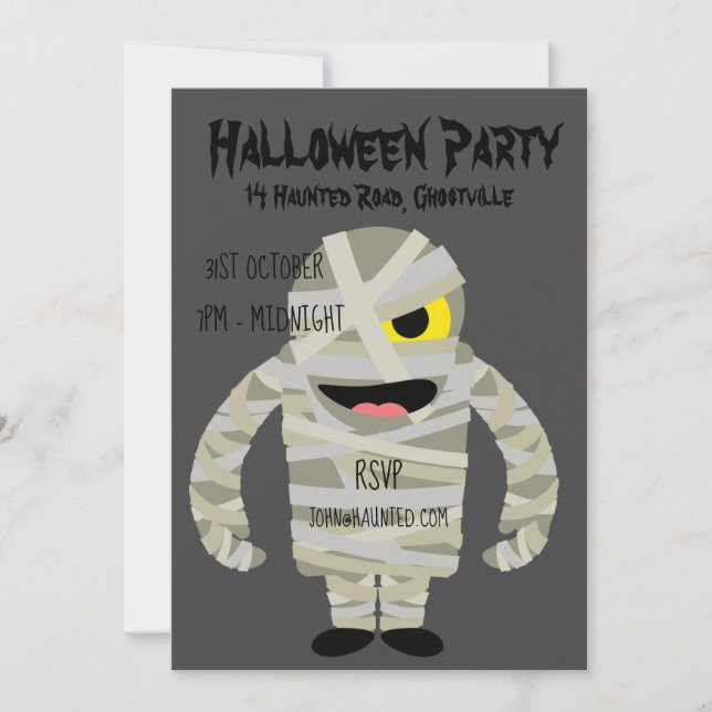 Invitation monstre momie de la fête d'Halloween (Devant)