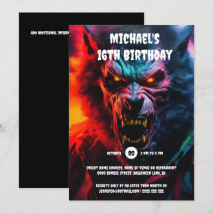 Invitation Monstre Werewolf adultes halloween créatures effra
