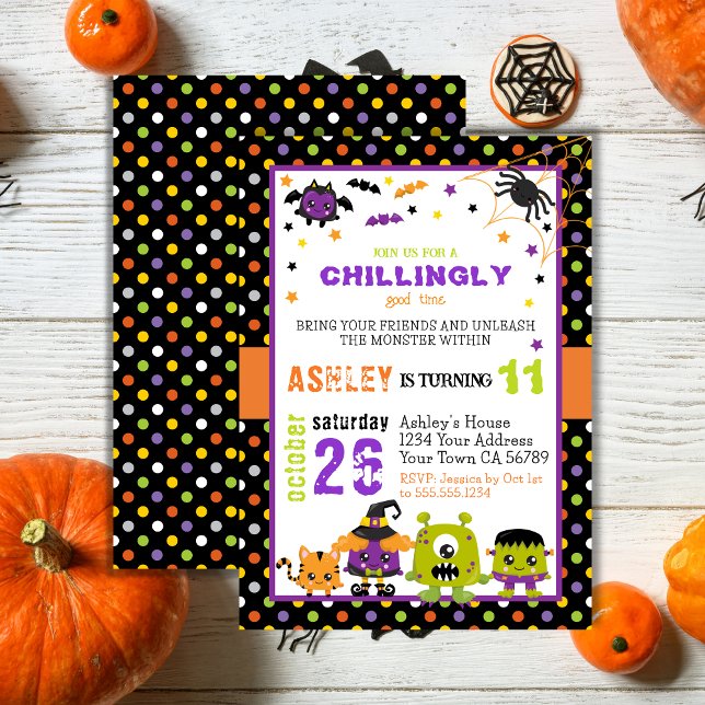 Invitation Monstres colorés amusants Halloween Anniversaire (Créateur téléchargé)
