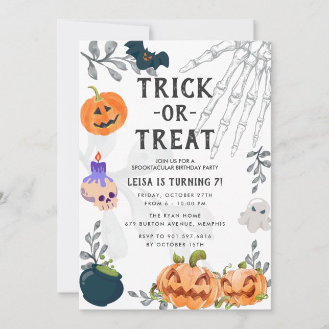 Invitation Monstres d'horreur mignonne Enfants Halloween fête (Devant)