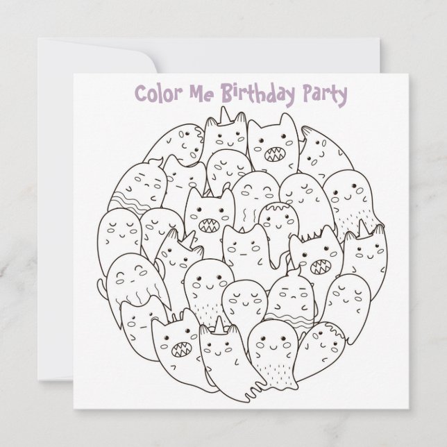 Invitation *~* Monstres d'horreur Personnalisable COULEUR MOI (Devant)