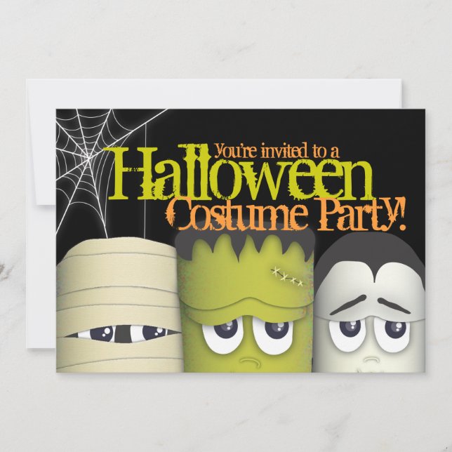 Invitation Monstres éffrayantes et fête costumée d'Halloween  (Devant)