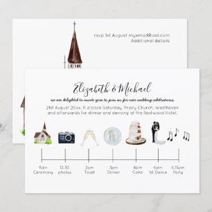 Invitation Montage Mariage de l'église aquarelle illustrée