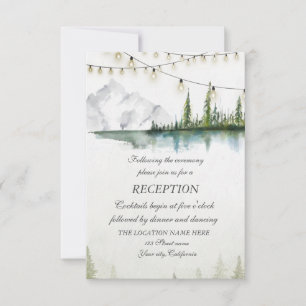 Invitation Montagne, Forêt, Lac, Réception de mariage lumière