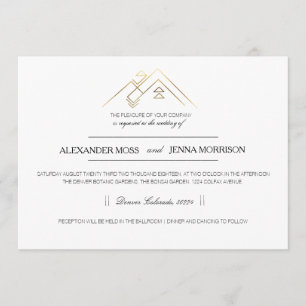 Invitation Montagne géométrique   Or moderne