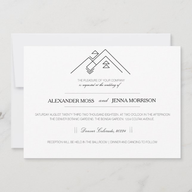 Invitation Montagne géométrique | Personnalisable moderne (Devant)