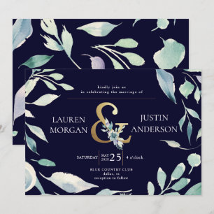 Invitation montagne Mariage d'or fleuri d'été