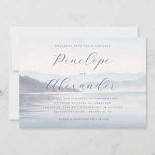 Invitation Montagnes Aquarelle Bleu Tranquille