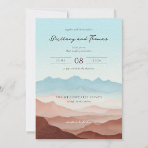 Invitation Montagnes aquarelles pastel sereines