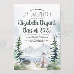 Invitation Montagnes Aventure Camping Woods Graduation