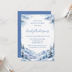 Invitation Montagnes Bleues enneigées Aquarelle Brunch & Bubb