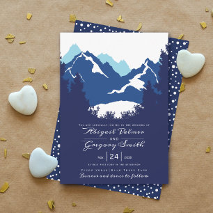 Invitation Montagnes bleues et conifères mariage